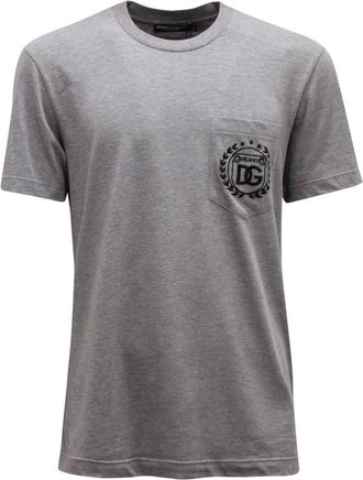 Dolce & Gabbana Tops, Heren, Grijs, M, Katoen, Italiaans Stijl Gebreide Top