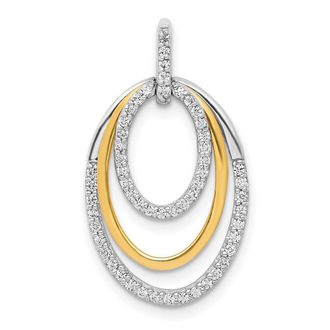 Diamond2Deal 10k White Gold 1/4ct. Diamond Fancy Triple Oval Pendant