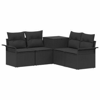 vidaXL Juego De Sof&aacute; 5 Uds. Negro Rat&aacute;n Sint&eacute;tico Y Acero Vidaxl