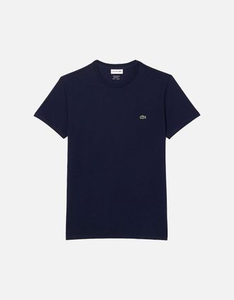 Lacoste Mens Lacoste Midnight Blue Pima Cotton Crew Neck T-Shirt - Navy - Size: 40