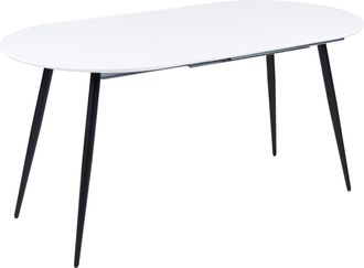 Beliani Mesa De Comedor Extensible Ovalada 120/160 X 80 Cm Muebles De Cocina Tablero Mdf Patas De Acero Blanco Y Negro Starverton