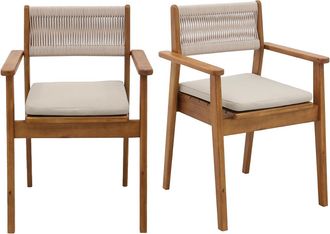 Miliboo Sillones De Jard&iacute;n En Madera Maciza Y Cuerda Trenzada (lote De 2) Zephyr