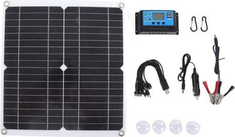 OEM 1 Kit De Panel Solar Monocristalino De 20 W Y 12 V, Controlador De 10 A, Resistente Al Agua Ip65, Puerto Usb Para Uso En Exteriores