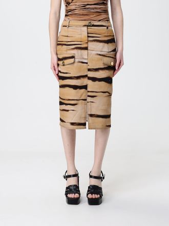 Elisabetta Franchi Gonna midi Elisabetta Franchi in cotone stretch con stampa animalier