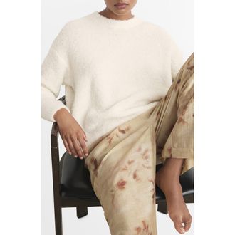 Mango Boucl&eacute; Effect Pajama Sweater in Ivory White at Nordstrom, Size Large