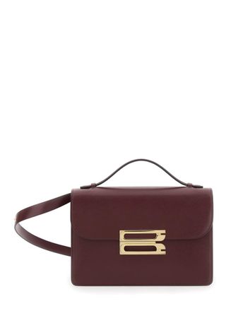 Victoria Beckham Dorian Bordeaux Shoulder Bag With Adjustable And Removable Shoulder Strap And Logo Plaque On The Front In Leather Woman