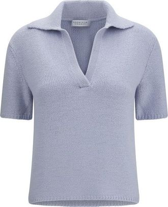 Gabriela Hearst Blue Cashmere Polo Womens Shirt