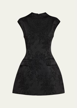 Veronica Beard Haworth Mock-Neck Jacquard Mini Dress