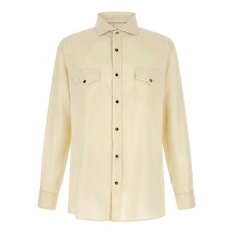 Brunello Cucinelli Overhemden, Heren, Beige, M, Katoen, Western Shirt