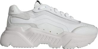 Dolce & Gabbana Witte lage sneakers met logo - Dames - Sneakers - Wit - 35 EU - Leer - Schoenen