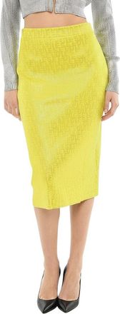 Diesel Yellow Logo Print Midi Skirt