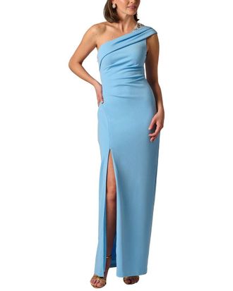Adrianna Papell One Shoulder Stretch Crepe Gown
