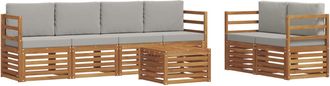 vidaXL Conjunto De Sof&aacute;s De Exterior 7 Uds. Natural Y Gris Claro Vidaxl