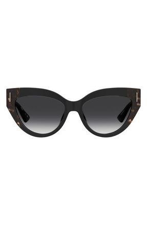 Moschino 56mm Gradient Cat Eye Sunglasses in Black Havana/Dark Grey Sf at Nordstrom
