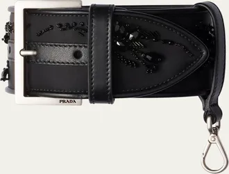 Prada Buckle Embroidered Re-Nylon Wrist Strap