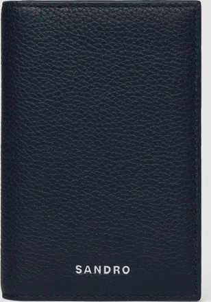 Sandro Grained leather folding card holder