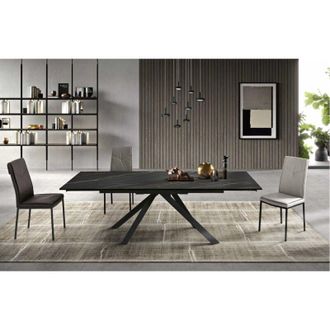 Capodarte Capodarte - Tavolo allungabile 240 cm piano gres porcellanato nestore Nero