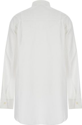 Andamane Womens White Cotton Blend Button-Up Shirt Blouses