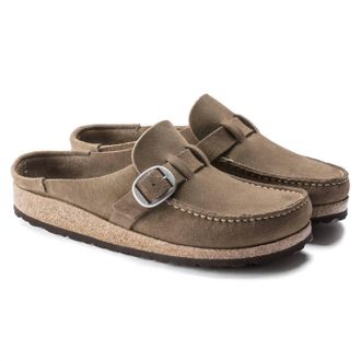 Birkenstock Womens Buckley Suede Moccasins In Gray Taupe