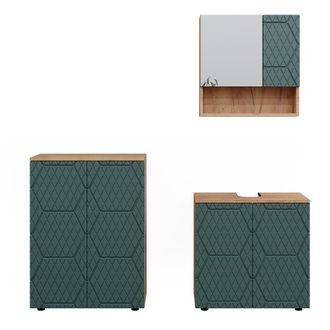 Vicco Conjunto De Muebles De Ba&ntilde;o Irma, Verde, 3 Partes, Con Base De 60 Cm
