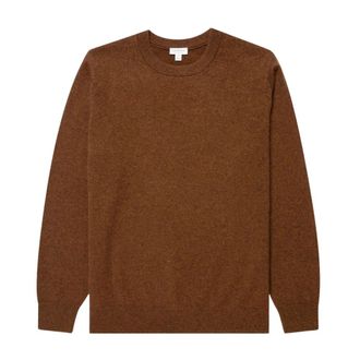 Sunspel Cashmere Crew - Heren - Truien - Bruin - Maat: XL Kasjmier