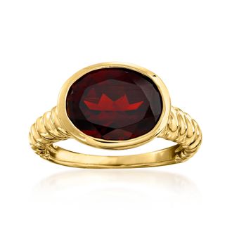 Ross-Simons Oval Garnet Ring in 18kt Gold Over Sterling