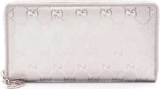 Gucci Silver Leather Long Wallet (Bi-Fold) (Pre-Owned)