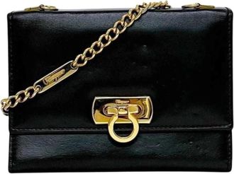 Ferragamo Pre-owned Chain/Shoulder Wallet - Dames - Vintage Schoudertas - Zwart - ONE Size - Leer - Vintage