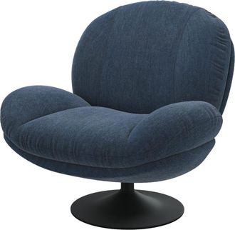 Rendez-Vous D&eacute;co Sill&oacute;n giratorio de tela efecto terciopelo azul noche