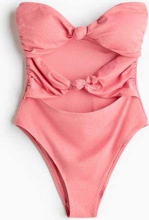 H&M Padded-cup Bandeau Swimsuit in Pink at Nordstrom, Size Medium