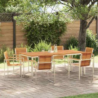 vidaXL Conjunto De Comedor De Jard&iacute;n 7 Pcs Madera S&oacute;lida De Acacia Vidaxl