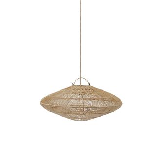 Bazar Bizar L&aacute;mpara colgante de hierro y rat&aacute;n en marr&oacute;n 75x75x30 cm