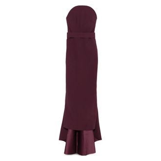 Solace London Burgundy Strapless Straight Skirt Dress