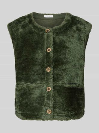 Christian Berg Weste aus Kunstfell mit Rundhalsausschnitt in Oliv, Größe XXL