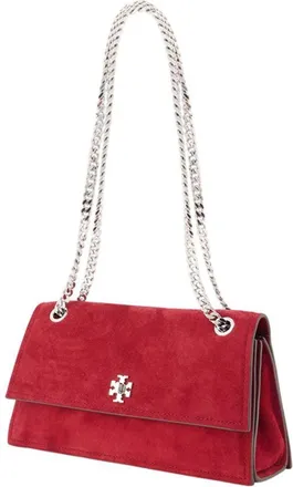 Tory Burch Womens Kira Turnlock Shoulder Bag Leather Red Calfskin Shoulder-hobo-bags