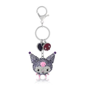 Hello Kitty Kuromi Crystal Cluster Pav&eacute; Bag Charm Keychain in Crystal Clear at Nordstrom