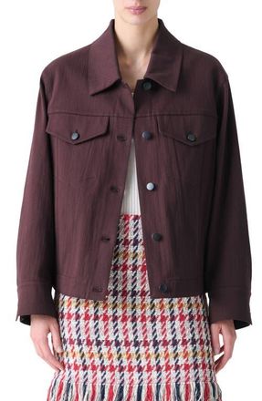 Akris Stretch Denim Trucker Jacket in Blackberry at Nordstrom, Size 6