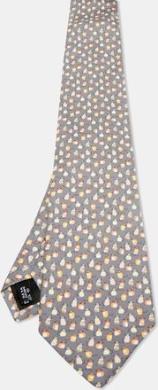 Ferragamo Grey Mice Print Silk Tie