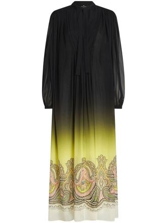 Etro Womens Silk Dress With Paisley Print And Gradient Effect