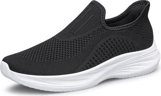 AFB Unisex Slip-on Loafers Mens Womens Casual Walking Shoes Lightweight Comfortable Fashion Sneakers, Black White, 15 Women/12.5 Men