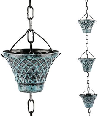 OEM Cadena De Lluvia Para Canalones - Recolector De Agua De Goteo - Decoraci&oacute;n De Jard&iacute;n - 2,5 M De Largo, Azul