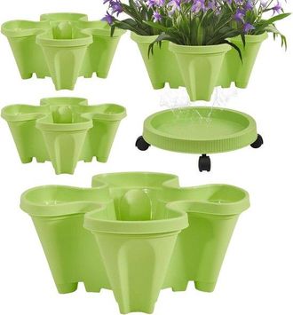 OEM Macetero Apilable - Torre De Macetas Para Jard&iacute;n - Jardiner&iacute;a Vertical - Con Ruedas Extra&iacute;bles - 4 Macetas - Verde