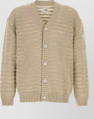 Maison Margiela textured v neck knit cardigan sweater