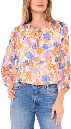Vince Camuto Floral Peasant Top in Soft Cream at Nordstrom, Size X-Large