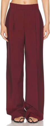Róhe Wide Leg Single Pleated Tailored Trousers In Port Changeant