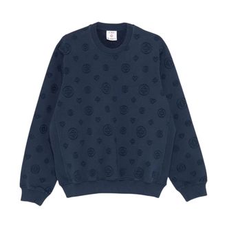 Casablanca Felpa Girocollo con Logo Embossato All-Over - - Sweatshirts & Hoodies - Uomo - Blu - L