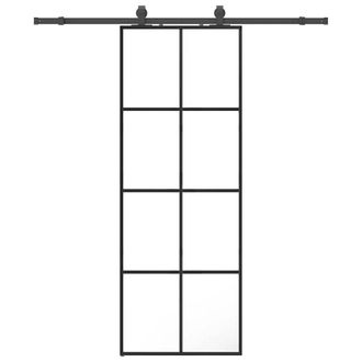 Berkfield Home Sliding Door with Hardware Set Black 76x205 cm ESG Glass