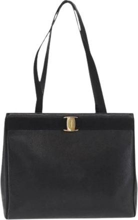 Ferragamo Pre-owned Tote Bags, female, Black, Size: ONE SIZE Pre-owned Leather Tote Bag