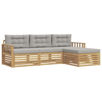 vidaXL Conjunto De Sof&aacute;s De Exterior 4 Pcs Blanco Y Gris Claro Vidaxl
