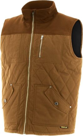 CAT Caterpillar CAT Workwear Mens Waxed Cotton Warm Lined Gilet Body Warmer Bronze